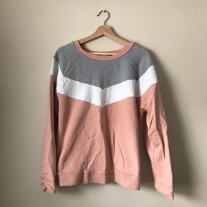 Color block 90s vibe plus pastel sweatshirt